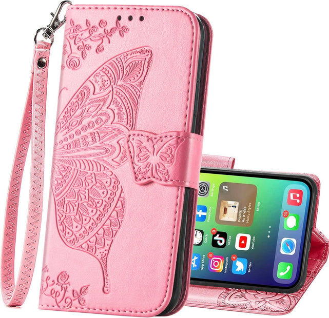 Redpepper iPhone 17 Cover Pelle Flip Porta Carte Cinturino Marrone
