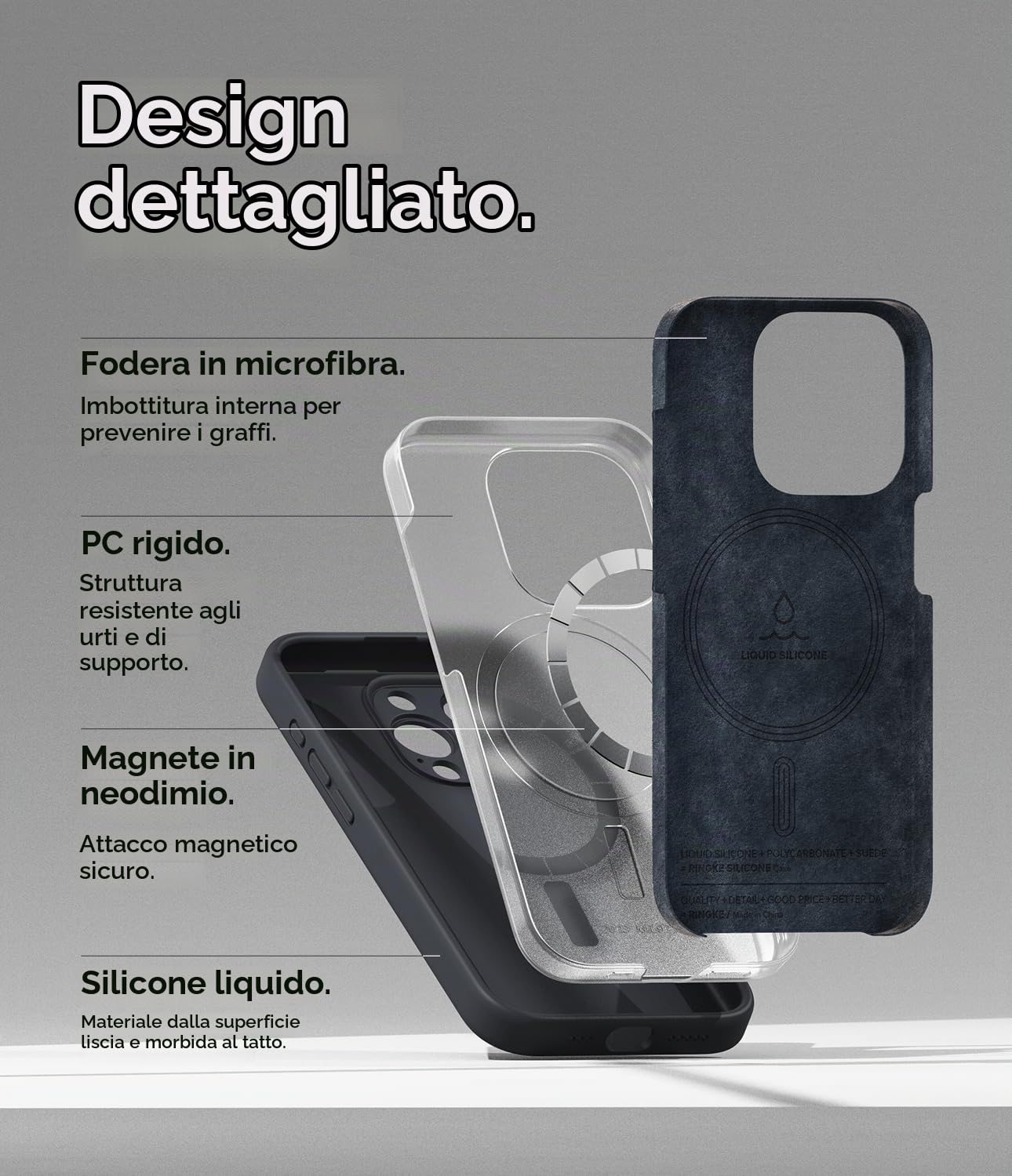 Ringke Silicone Magnetic cover iPhone 15 Pro Deep Blue magnetica