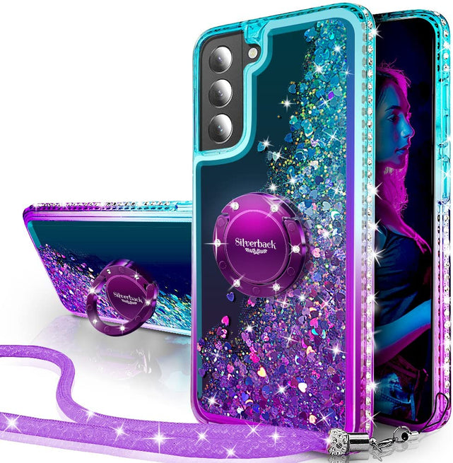 Redpepper S22 Plus Cover Glitter con Anello Stand Rosa