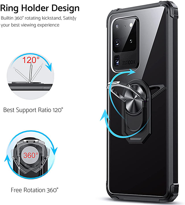 Redpepper Galaxy Cases S20 Ultra Cover Trasparente con Anello