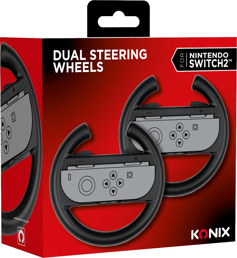 Konix Coppia volanti Joy-Con Switch 2 neri plastica