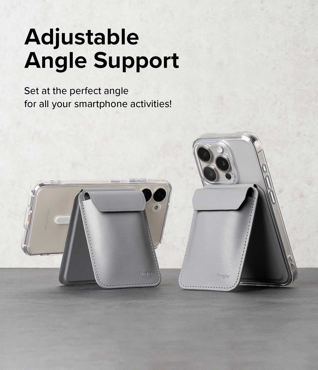 Ringke Stand Wallet Portafoglio Magnetico Pelle 3 Carte Grigio