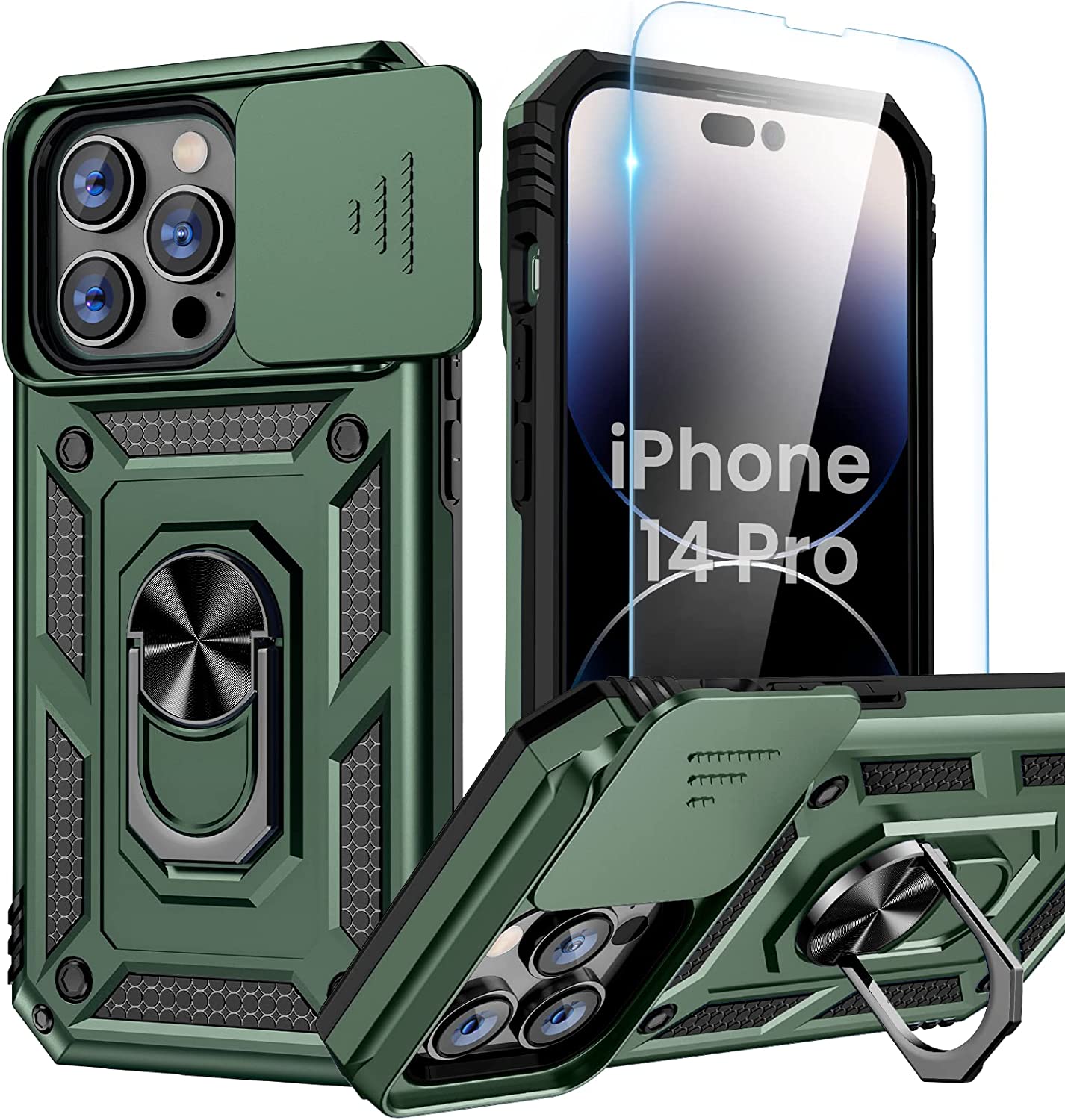 Redpepper iPhone 14 Pro Cover con Coprilente e Anello Stand