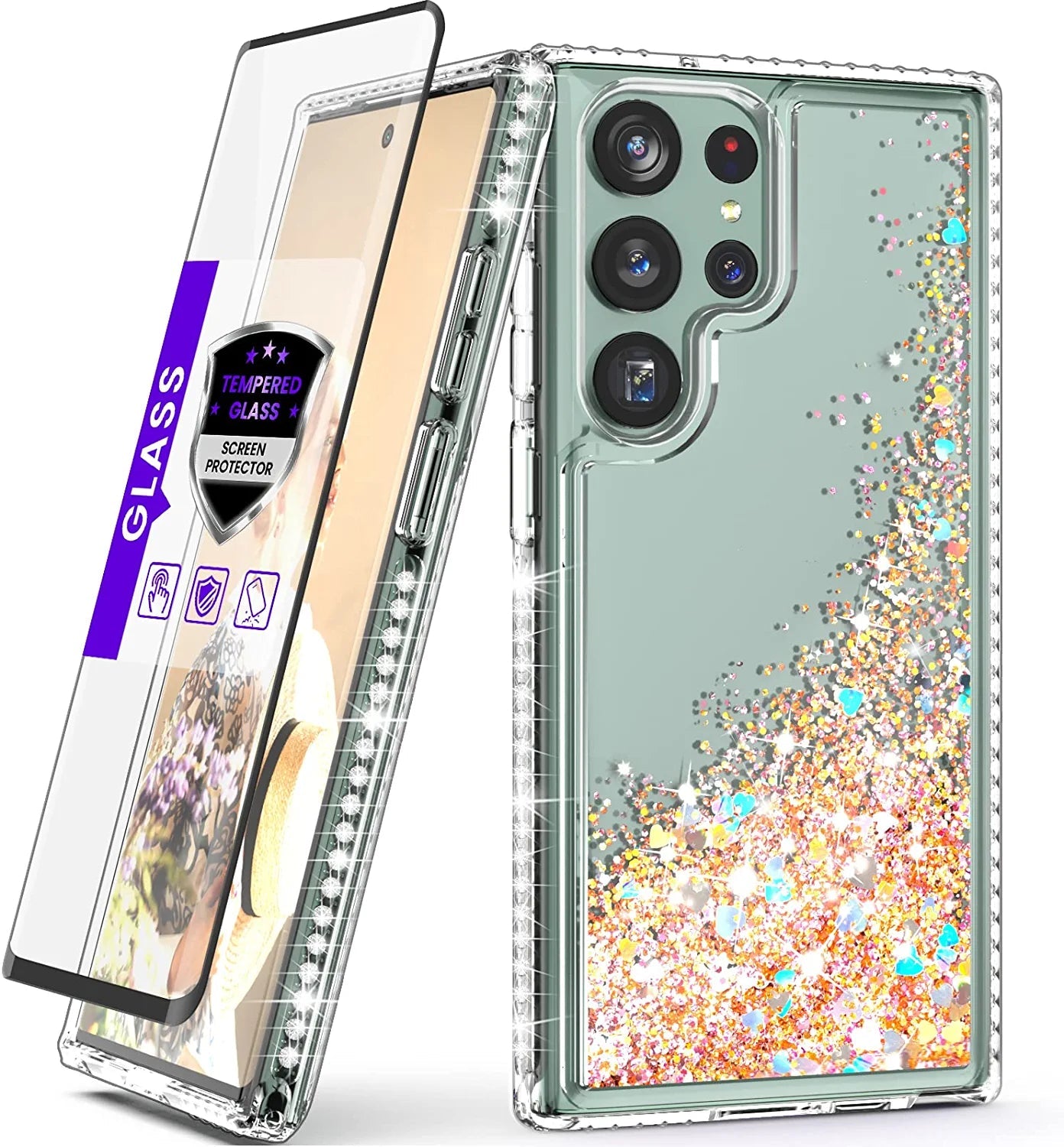 Redpepper Galaxy S23 Ultra cover glitter liquida brillantini