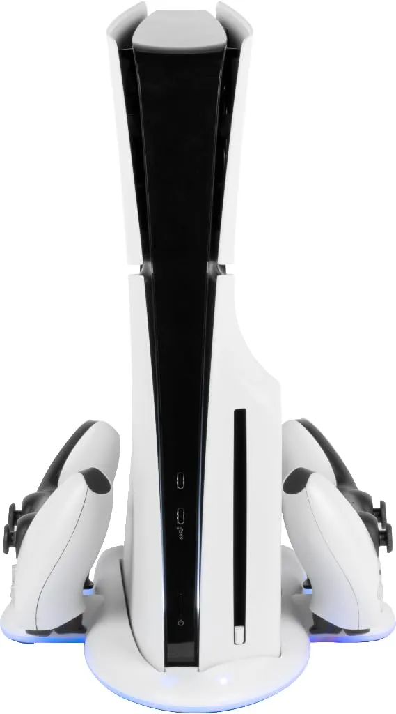 Konix Power Station Dock PS5 Slim RGB Bianco 2 Controller
