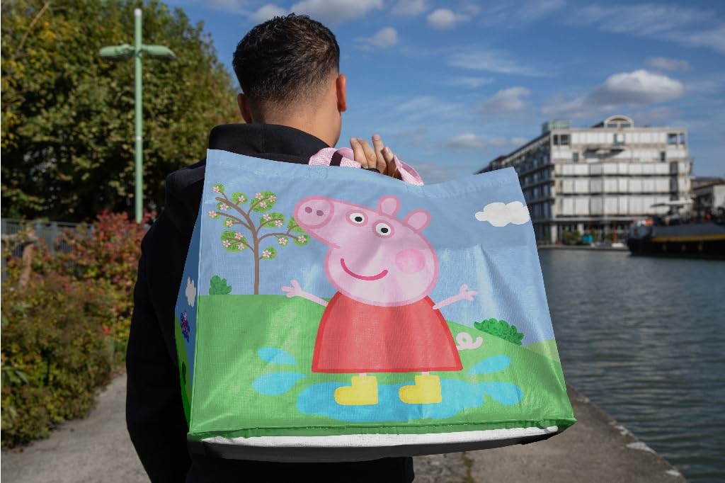 Konix Peppa Pig borsa spesa 40x45x20 cm blu verde riciclata