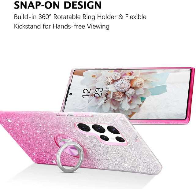 Redpepper Galaxy S22 Ultra Cover glitter con anello 6.8"