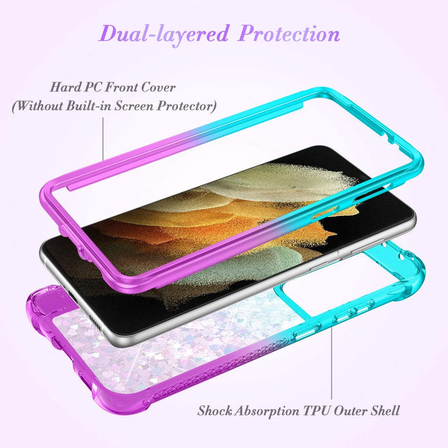 Redpepper Galaxy S21 Ultra Cover Glitter Liquida Antiurto