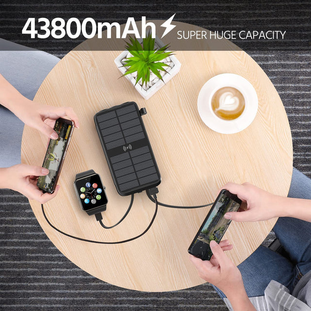 Redpepper Power Bank Solare 43800mAh Wireless Qi Nero