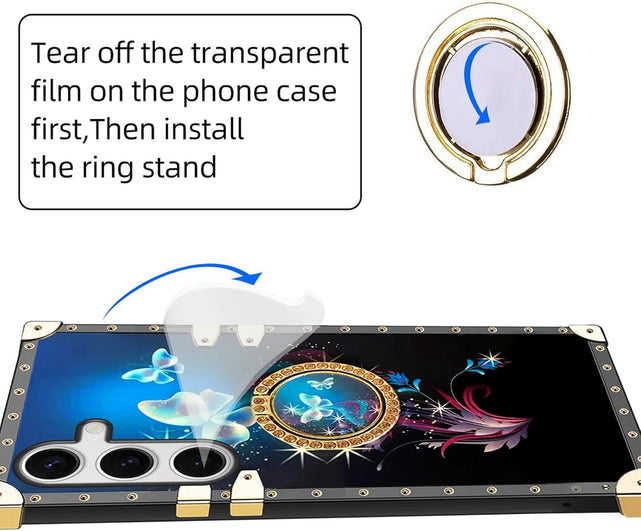 Redpepper Galaxy Cases S25 cover blu farfalla TPU con laccetto anello