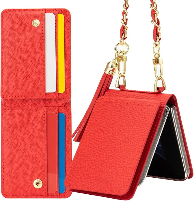 Redpepper Galaxy Z Flip 4 Cover Portafoglio Pelle Viola