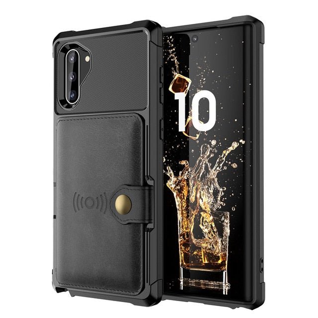Redpepper Galaxy Note 10 Cover Pelle Portafoglio Nero con Stand