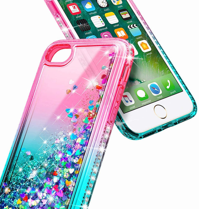 Redpepper iPhone 7 Custodia Liquida Glitter con anello