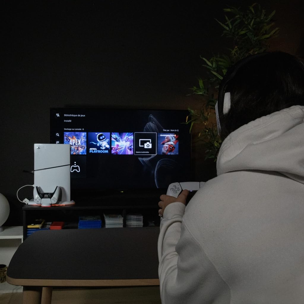 Konix Power Station Dock PS5 Slim RGB Bianco 2 Controller