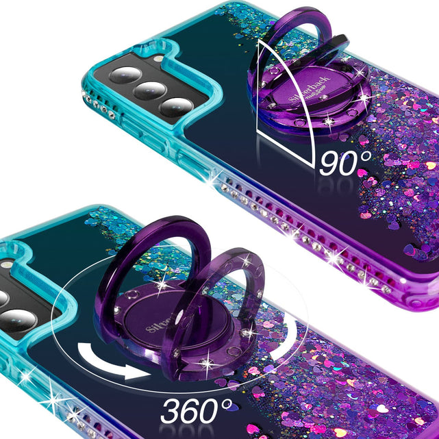 Redpepper S22 Plus Cover Glitter con Anello Stand Rosa