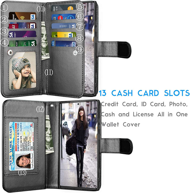 Redpepper Galaxy Note 20 Ultra custodia portafoglio nero 11 carte