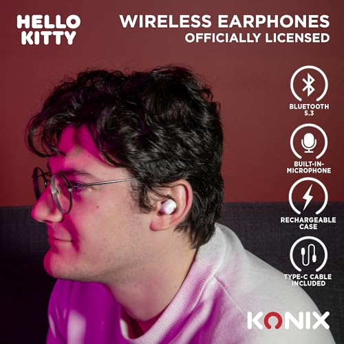 Konix Hello Kitty Cuffie Wireless Nero Rosa 6+15h Bluetooth