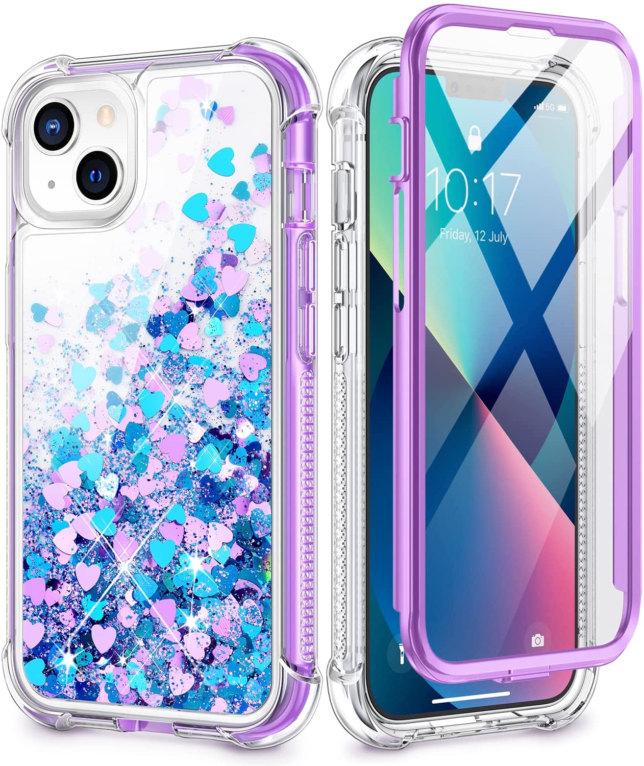 Redpepper iPhone 13 Cover Glitter Liquida trasparente
