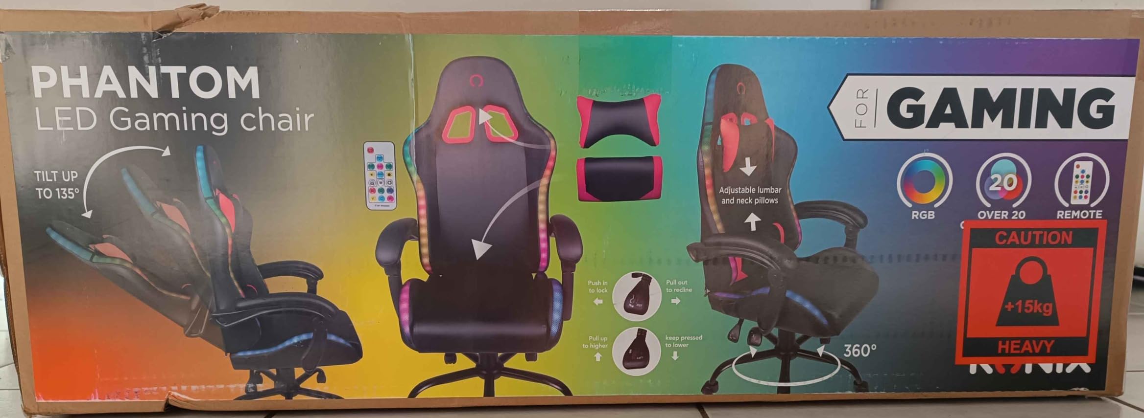 Konix Phantom sedia gaming ufficio nera RGB 135°