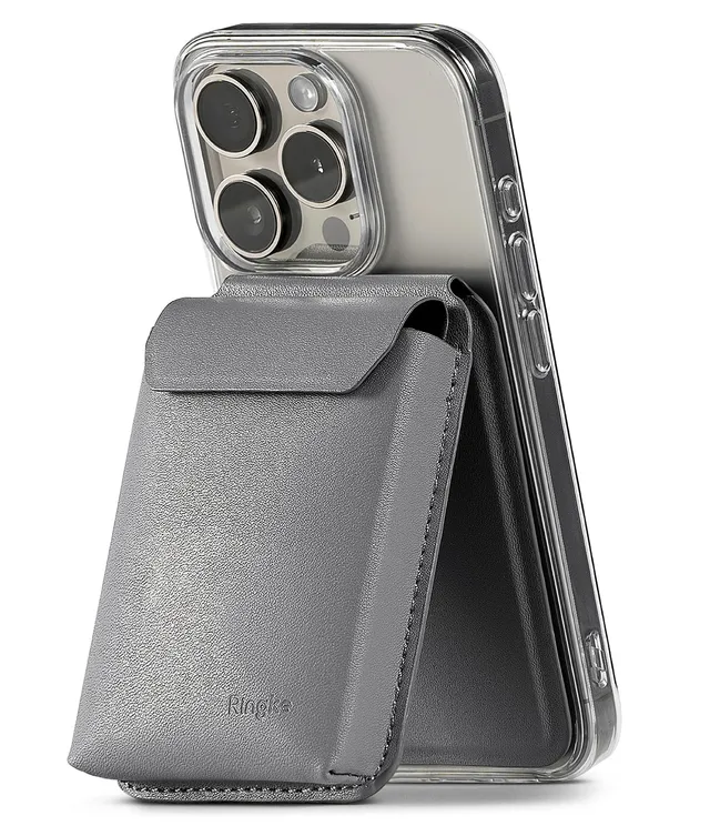 Ringke Card Holder Stand Pocket portacarte magnetico grigio chiaro con supporto
