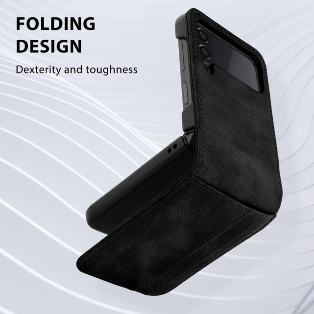 Redpepper Galaxy Z Flip 4 Custodia Portafoglio Pelle Nera 3 Carte