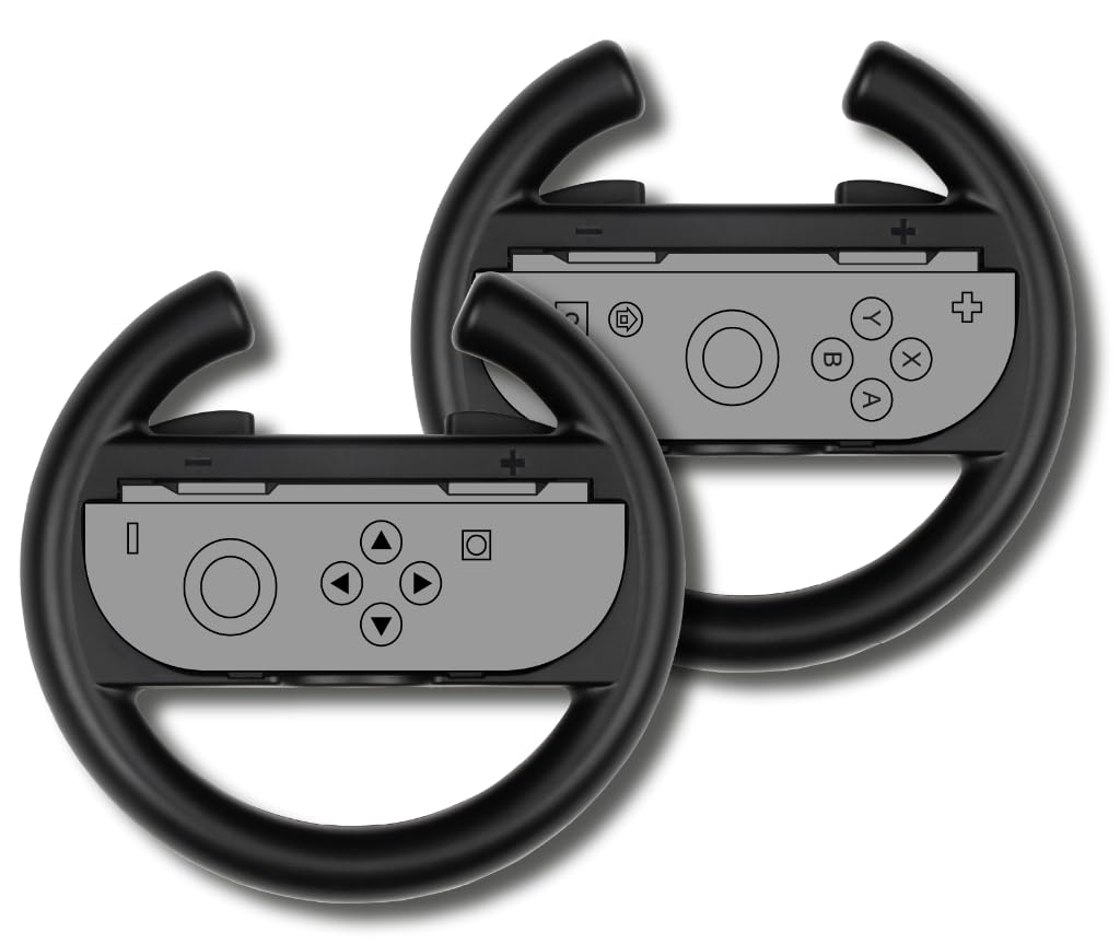 Konix Coppia volanti Joy-Con Switch 2 neri plastica
