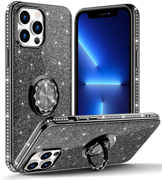 Redpepper iPhone 13 Pro Max cover glitter strass con anello