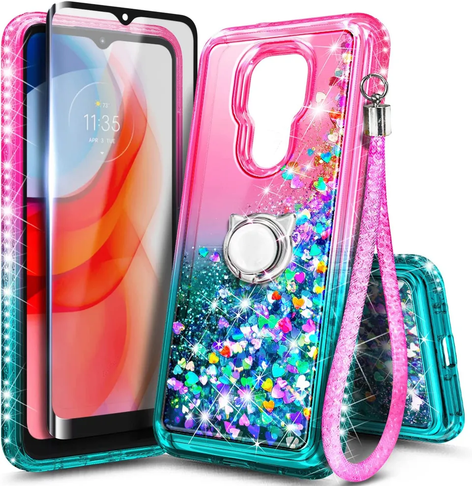 Redpepper Moto G Play 2021 Cover Glitter Rosa Aqua TPU Slim