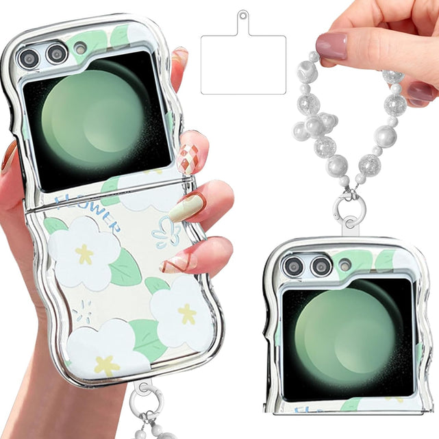 Redpepper Z Flip 5 cover fiori verde con tracolla