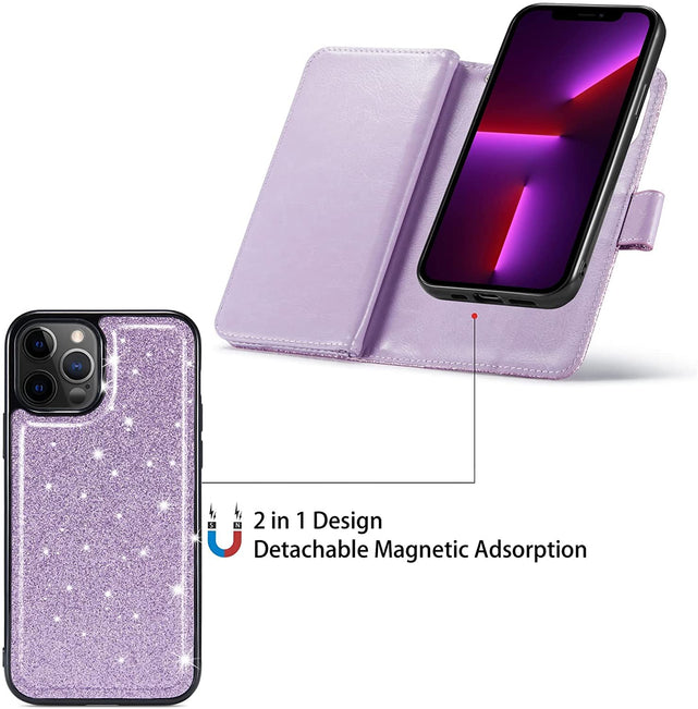 Redpepper iPhone 13 Pro Max cover portafoglio glitter