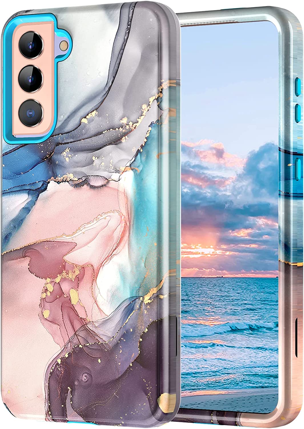 Redpepper Galaxy S21 Custodia Marble Oro Rosa Antiurto