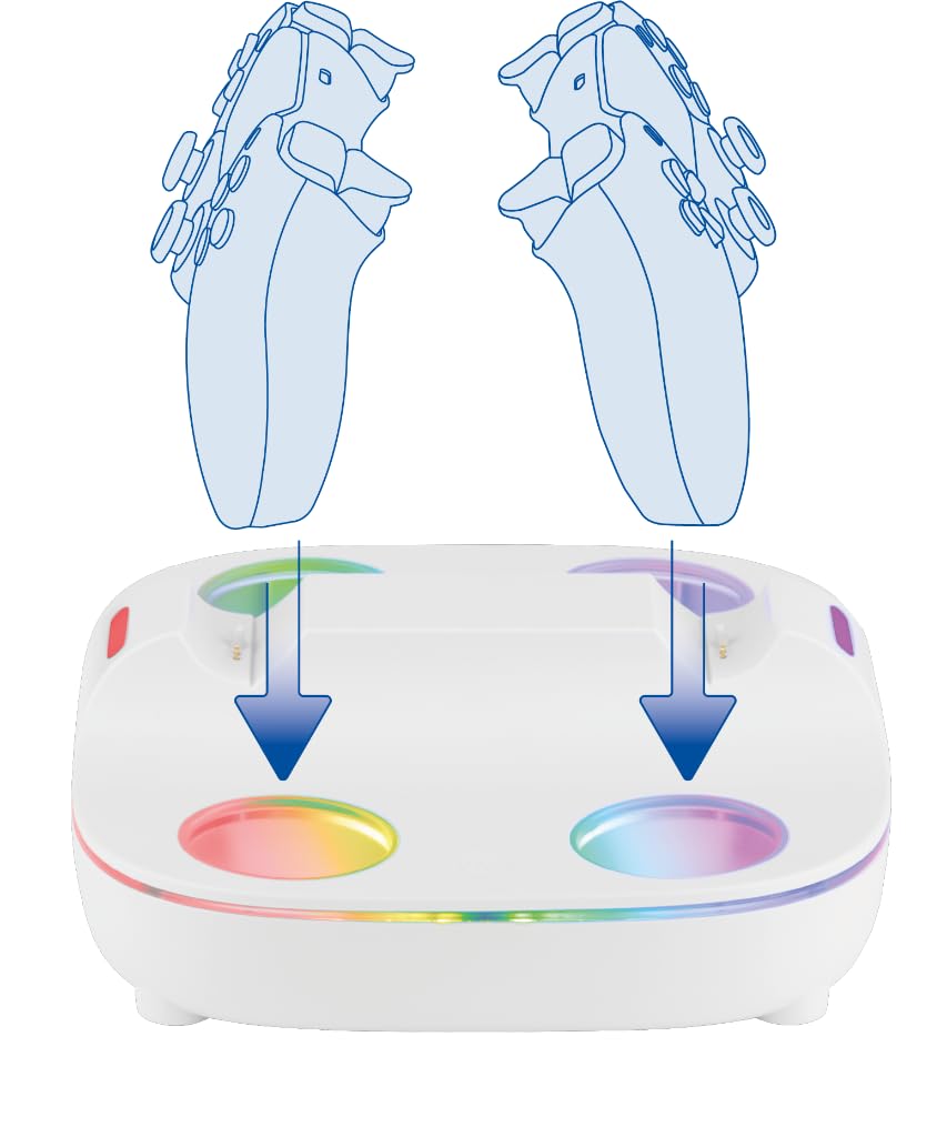 Konix Stazione Ricarica 2 Controller PS5 RGB Bianco