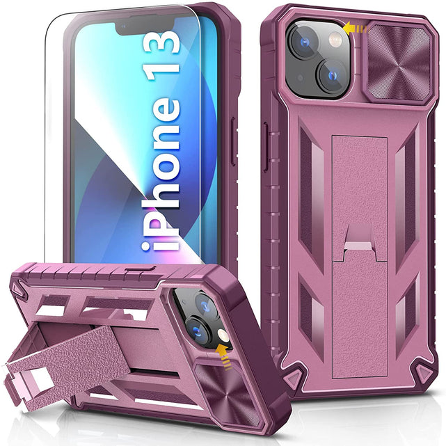 Redpepper iPhone 13 cover rugged nera con vetro e stand