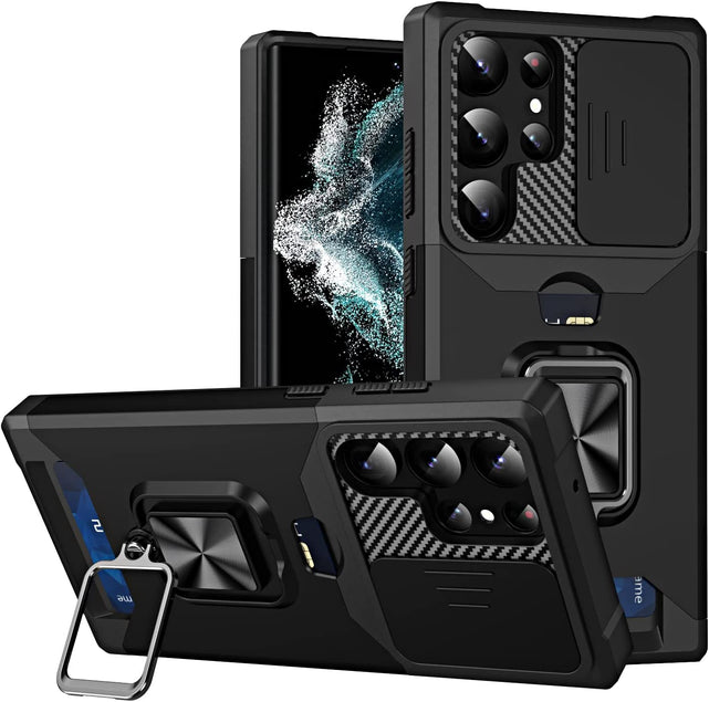 Redpepper Galaxy S23 Plus Custodia Bumper Nera con Anello e Carte
