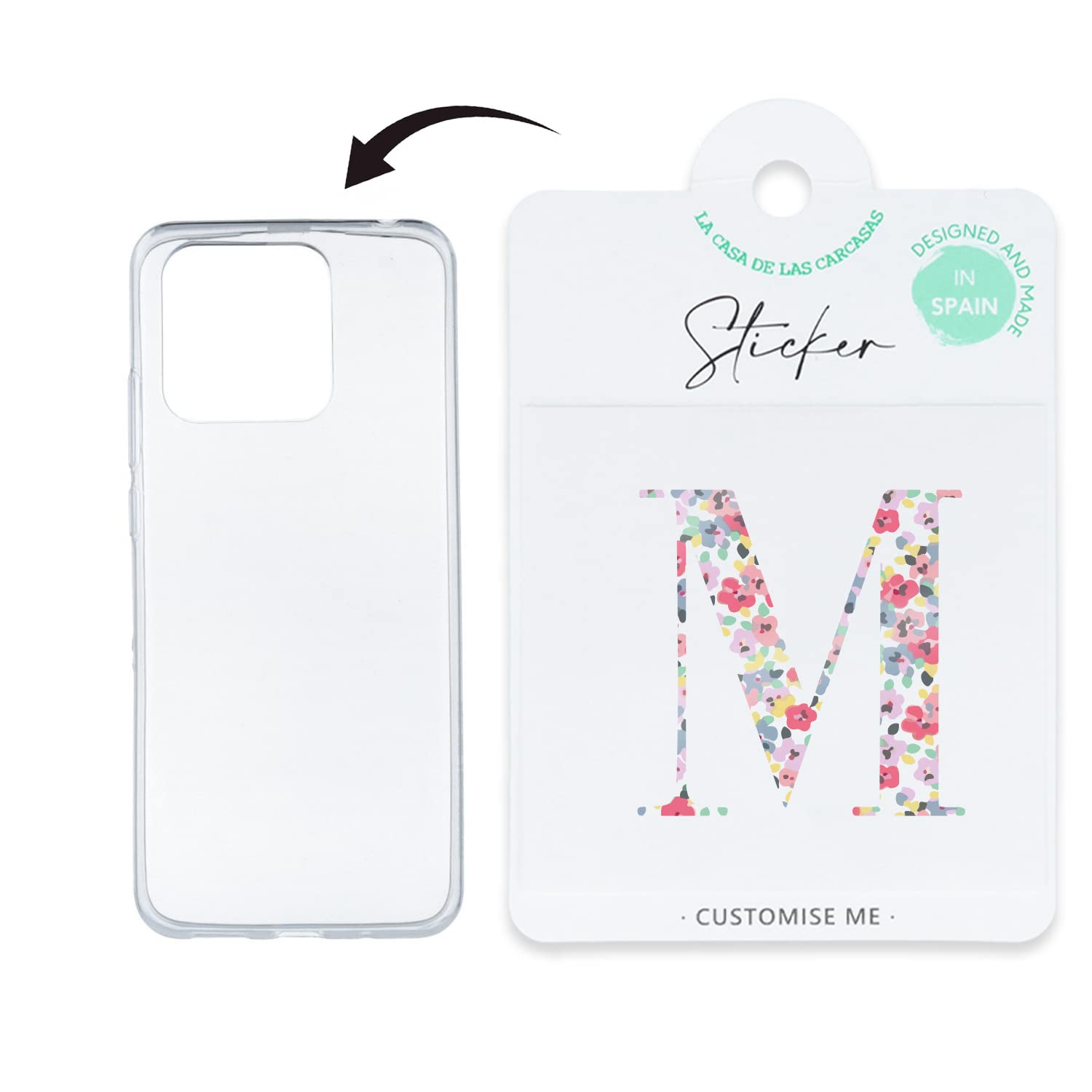 La Casa de las Carcasas Cover + sticker Lettera Fiori silicone