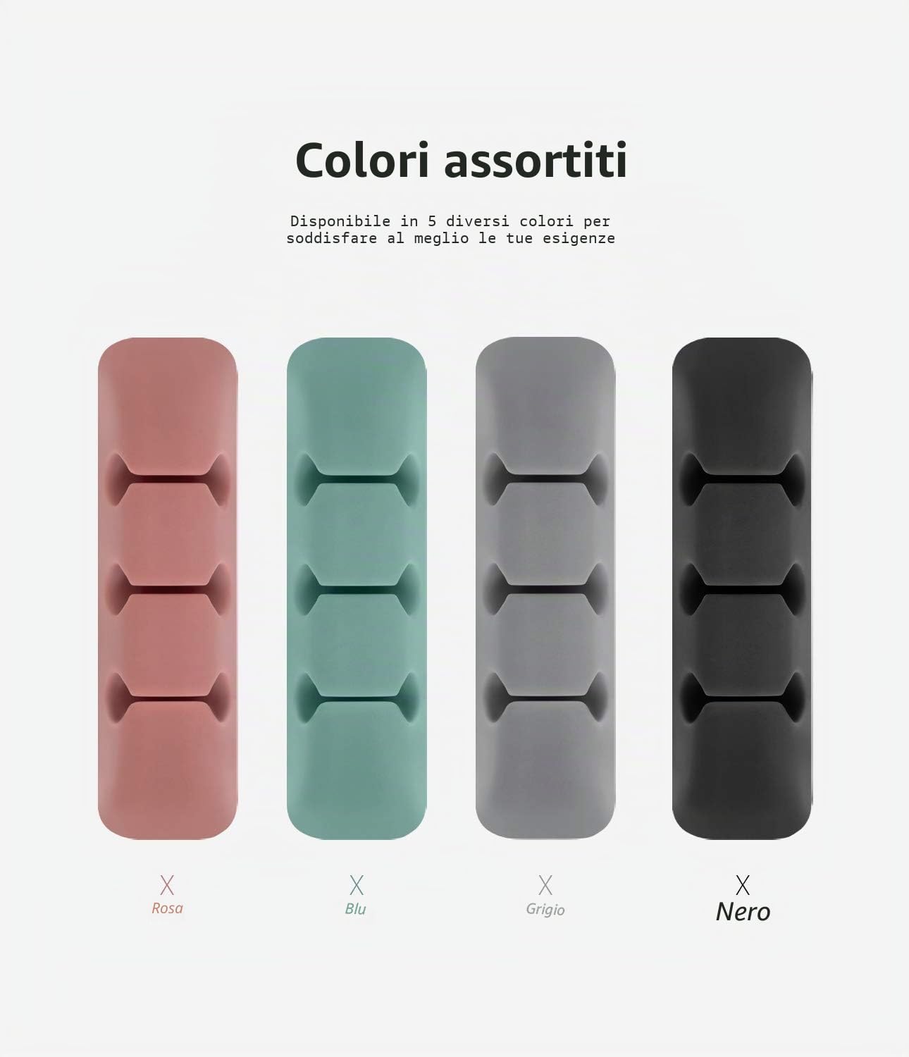 Ringke Cable Organizer Clip Cavi Silicone 4 Pezzi Multicolore