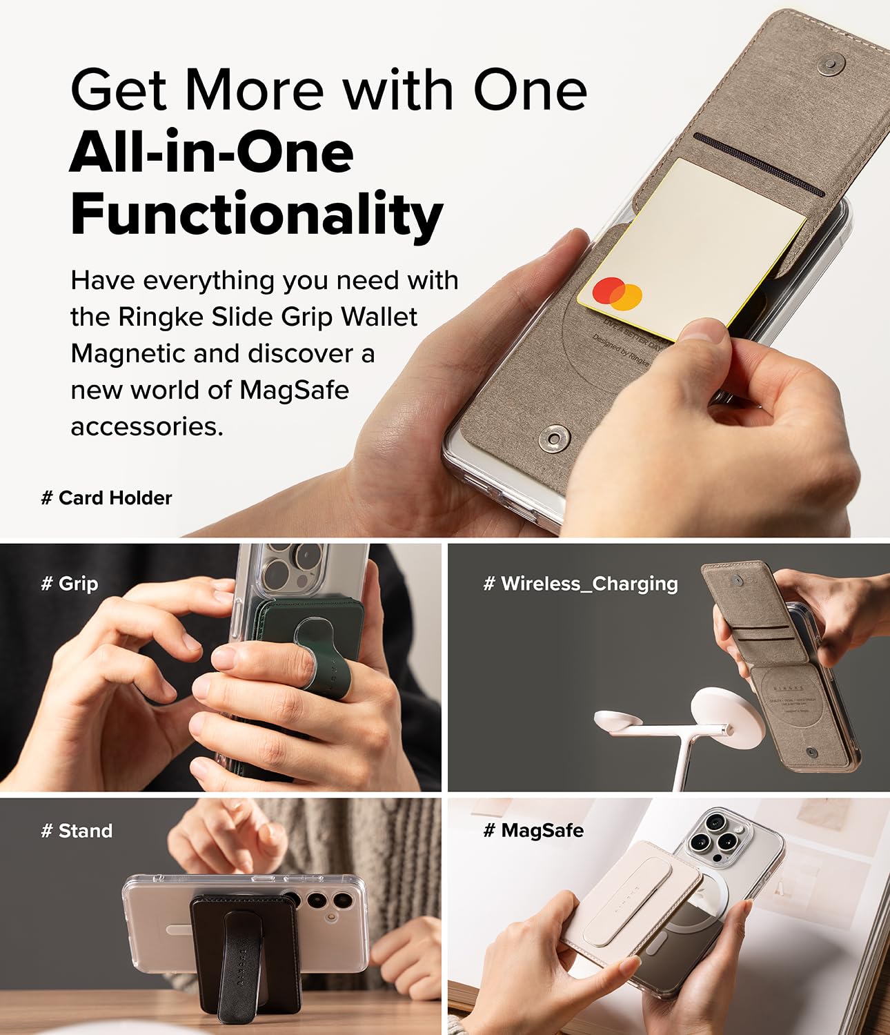 Ringke Card Holder Slide Grip Wallet porta carte Taupe Brown 2 carte