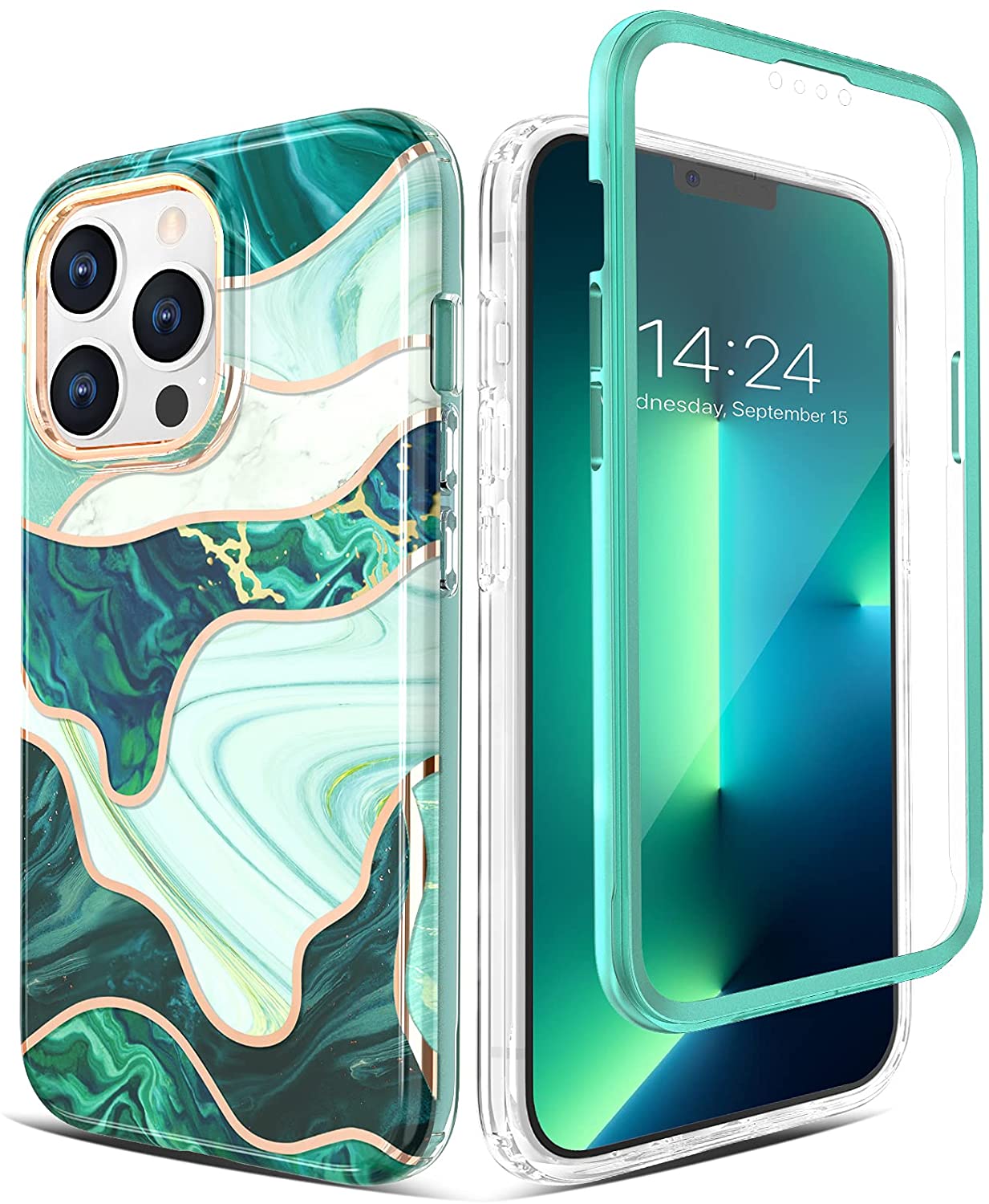 Redpepper iPhone 13 Pro Max Cover Marmo con Pellicola 6,7"