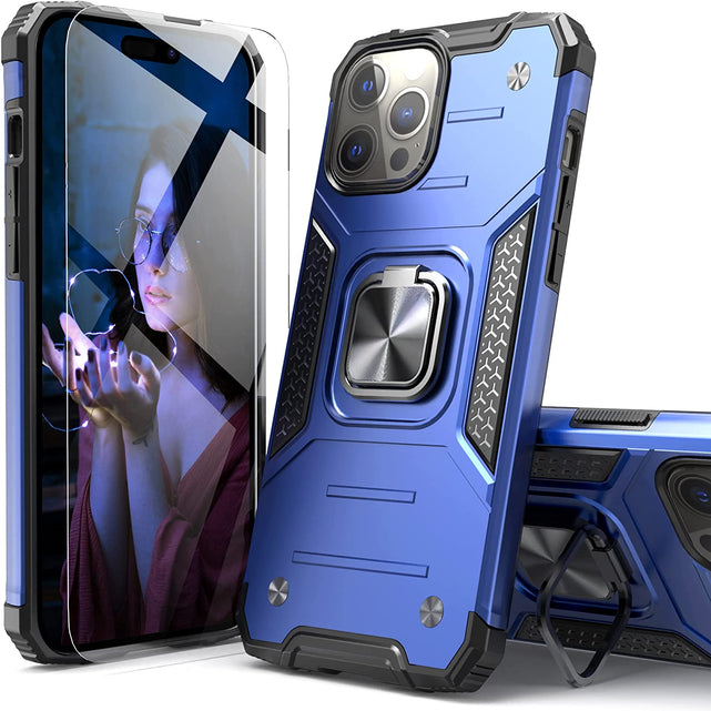 Redpepper iPhone 14 Pro Cover Slim Anello Stand + Vetro Temperato