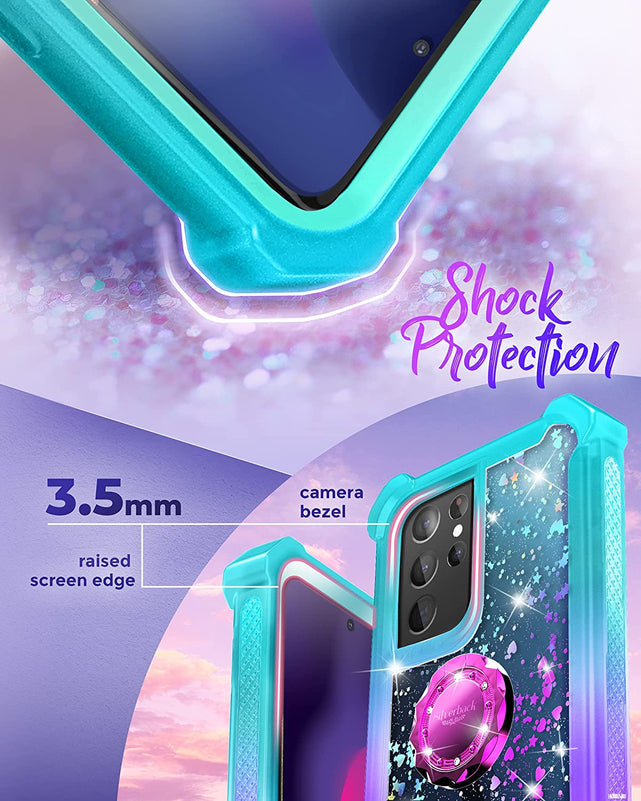 Redpepper Galaxy S21 Ultra cover anello glitter antiurto