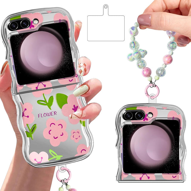 Redpepper Z Flip 5 cover fiori verde con tracolla