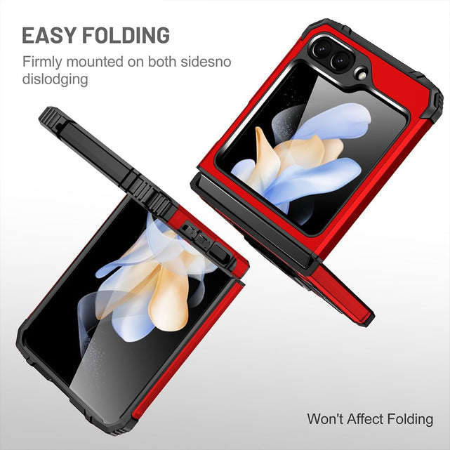 Redpepper Galaxy Cases Z Flip 6 Cover anello stand 360 blu vetro