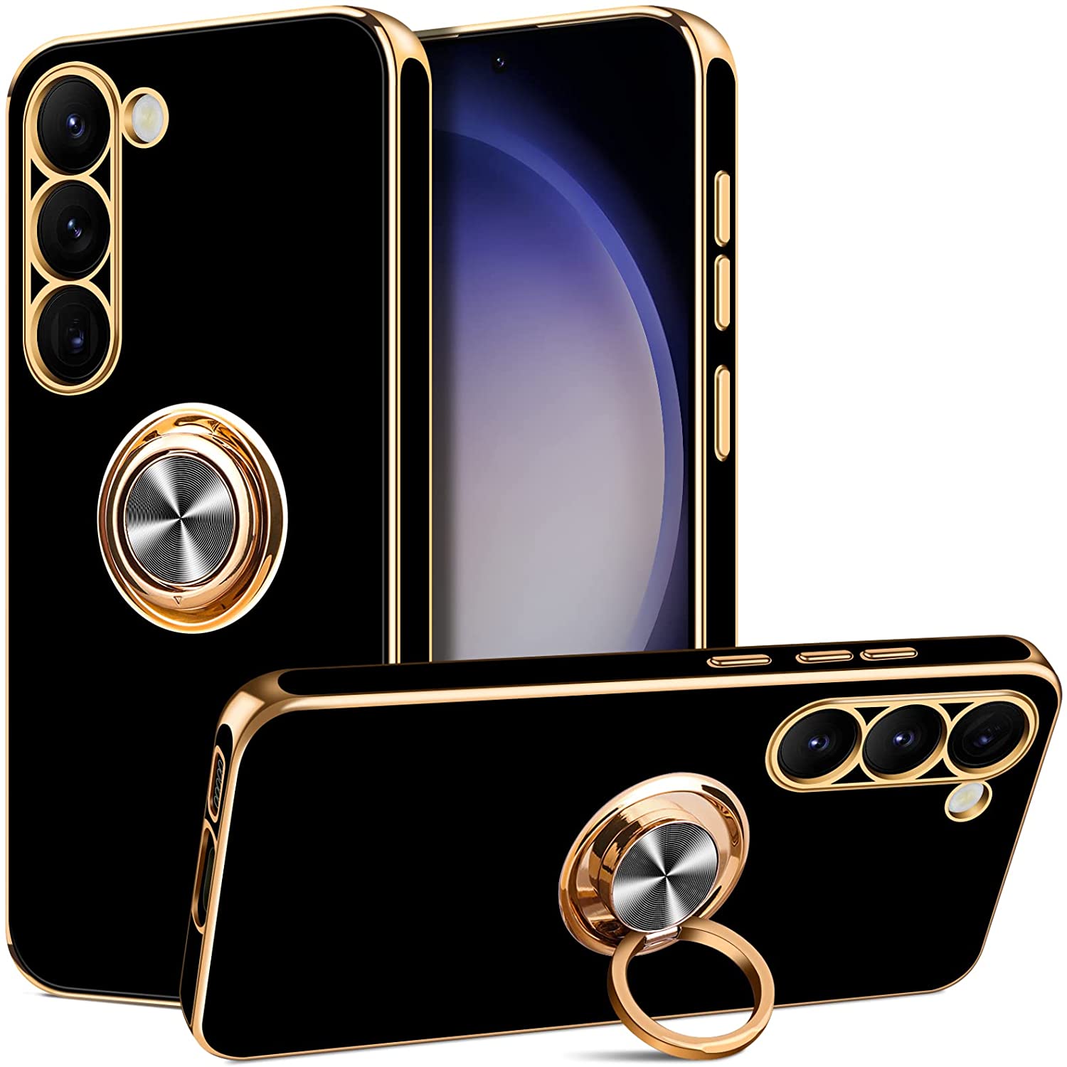 Redpepper Galaxy S23 Cover con Anello Nero Supporto Stand