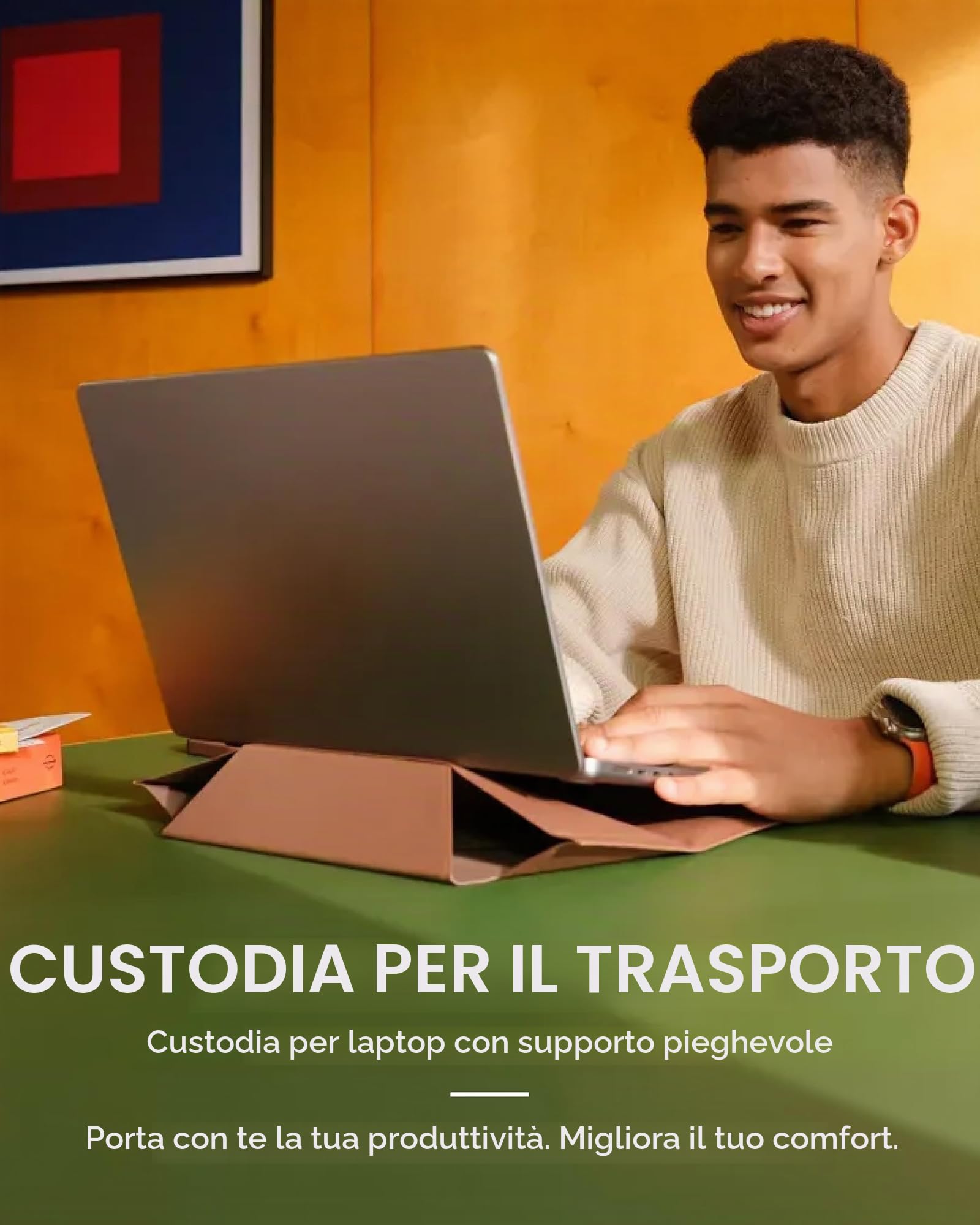 MOFT Laptop Carry Sleeve custodia 13-14" marrone stand