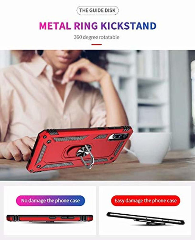 Redpepper Galaxy A70 Cover Antiurto con Anello Nero + Vetro
