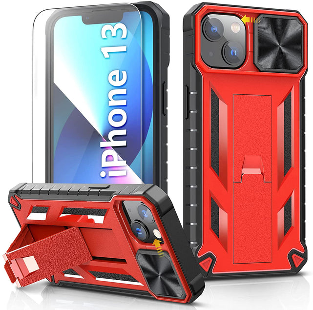 Redpepper iPhone 13 cover rugged nera con vetro e stand