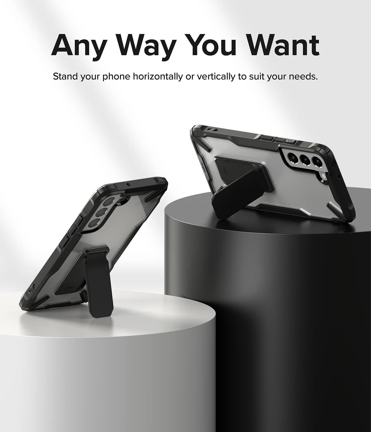Ringke Fusion-X Cover Galaxy S22 5G con Stand Nera