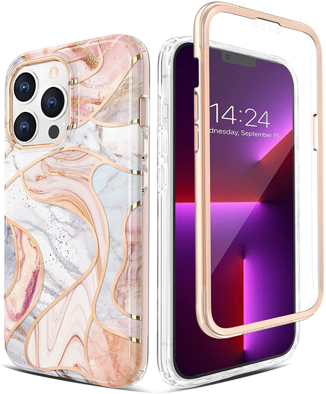 Redpepper iPhone 13 Pro Max Cover Marmo con Pellicola 6,7"