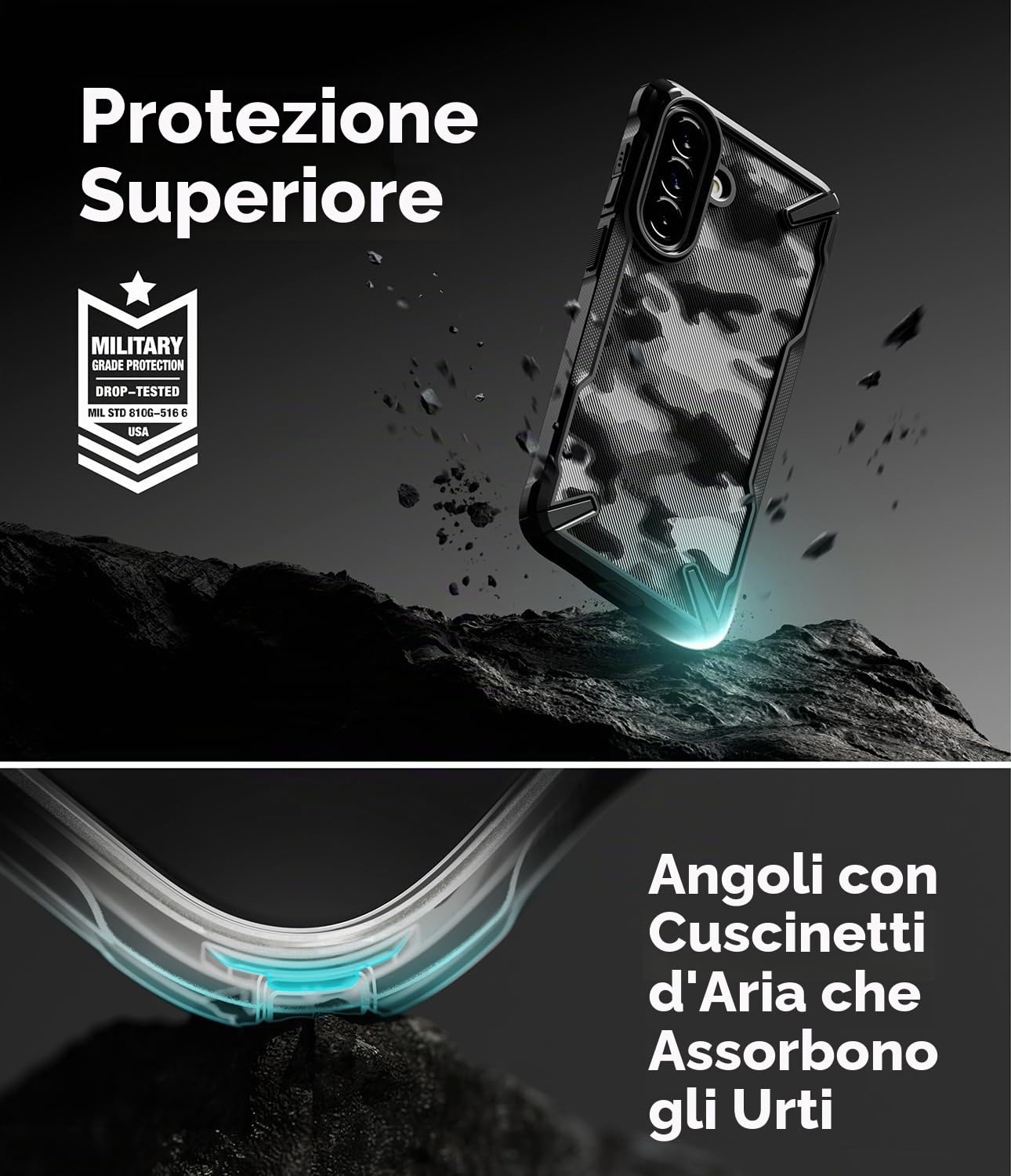 Ringke Fusion X Galaxy A57 cover Camo Black antishock