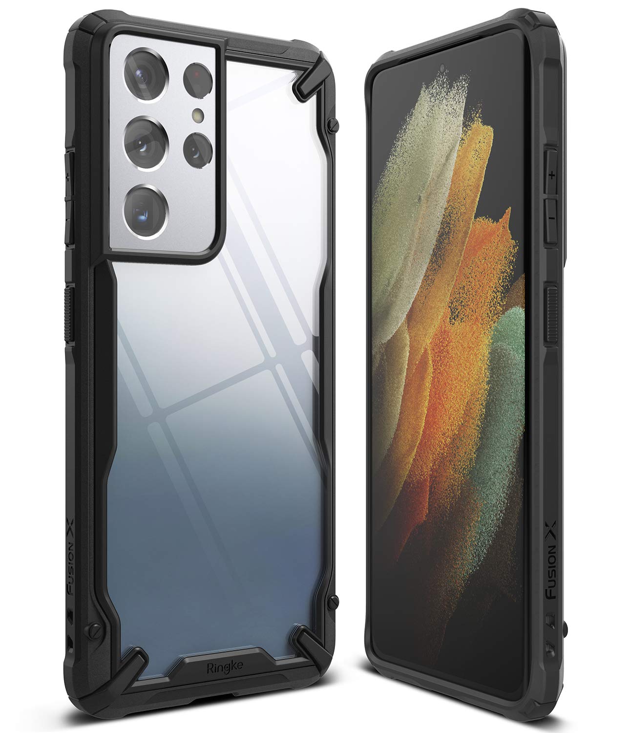 Ringke Fusion-X Galaxy S21 Ultra Cover Nera Black Trasparente